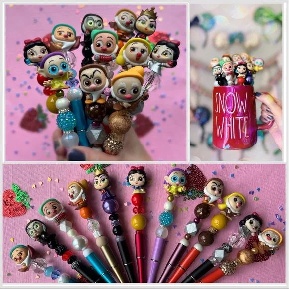 ✨😍 Disney Doorable beaded Pens handmade✍️ princess pixar Toy Story muppets - Picture 9 of 16